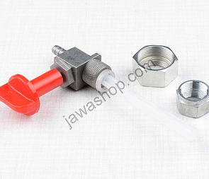 Fuel tap - bottom outlet, red (Jawa 50 Babetta 207 210) / 