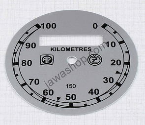 Speedometer plate 100kmh - silver AP-CZ (CZ 125 150 B C T) / 