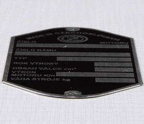 Type plate - etched, rounded (CZ 125 175 250) / 